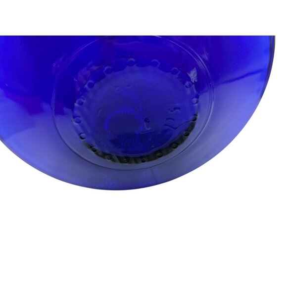 Cobalt Blue Mid Century Glass Decanter /Genie Bottle With Plastic Tip Stopper 15 - Picture 6 of 9